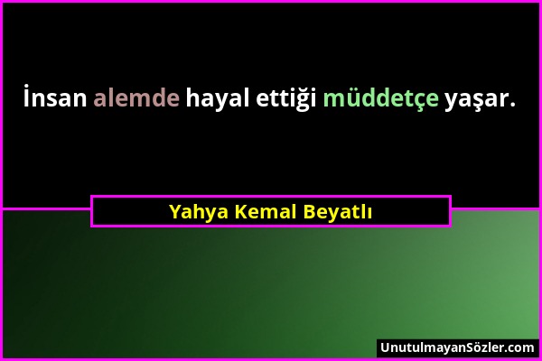 Yahya Kemal Beyatlı - İnsan alemde hayal ettiği müddetçe yaşar....