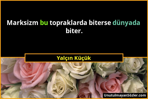 Yalçın Küçük - Marksizm bu topraklarda biterse dünyada biter....