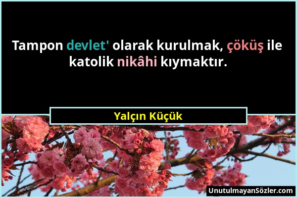 Yalçın Küçük - Tampon devlet' olarak kurulmak, çöküş ile katolik nikâhi kıymaktır....