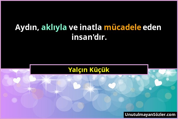 Yalçın Küçük - Aydın, aklıyla ve inatla mücadele eden insan'dır....