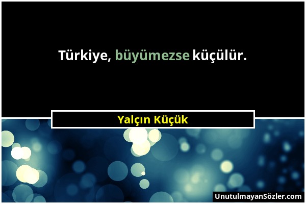 Yalçın Küçük - Türkiye, büyümezse küçülür....