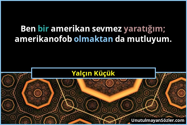 Yalçın Küçük - Ben bir amerikan sevmez yaratığım; amerikanofob olmaktan da mutluyum....