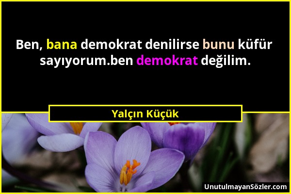 Yalçın Küçük - Ben, bana demokrat denilirse bunu küfür sayıyorum.ben demokrat değilim....