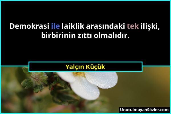 Yalçın Küçük - Demokrasi ile laiklik arasındaki tek ilişki, birbirinin zıttı olmalıdır....