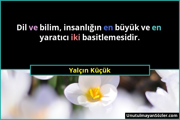 Yalçın Küçük - Dil ve bilim, insanlığın en büyük ve en yaratıcı iki basitlemesidir....