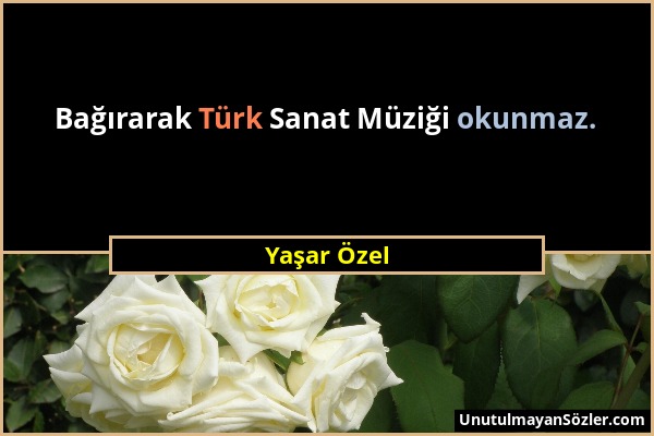 Yaşar Özel - Bağırarak Türk Sanat Müziği okunmaz....