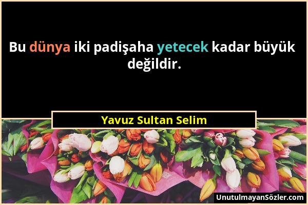 Yavuz Sultan Selim - Bu dünya iki padişaha yetecek kadar büyük değildir....