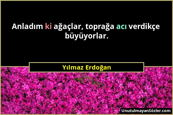 Yılmaz Erdoğan - Anladım ki ağaçlar, toprağa acı verdikçe büyüyorlar....