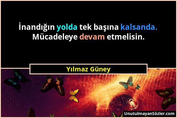 Yılmaz Güney - İnandığın yolda tek başına kalsanda. Mücadeleye devam etmelisin....