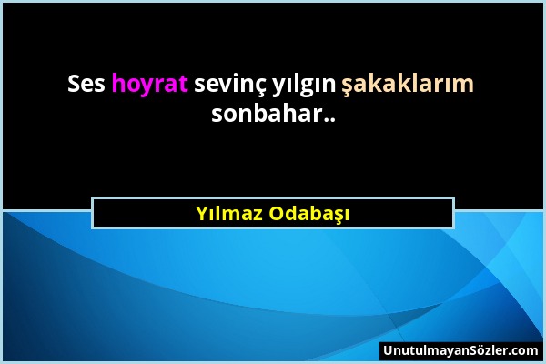 Yılmaz Odabaşı - Ses hoyrat sevinç yılgın şakaklarım sonbahar.....