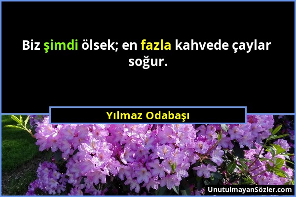 Yılmaz Odabaşı - Biz şimdi ölsek; en fazla kahvede çaylar soğur....