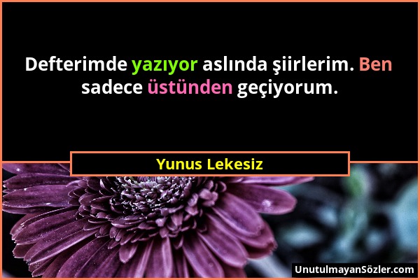 Yunus Lekesiz - Defterimde yazıyor aslında şiirlerim. Ben sadece üstünden geçiyorum....