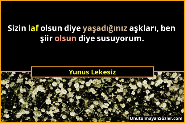 Yunus Lekesiz - Sizin laf olsun diye yaşadığınız aşkları, ben şiir olsun diye susuyorum....