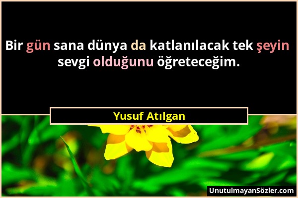 Yusuf Atılgan - Bir gün sana dünya da katlanılacak tek şeyin sevgi olduğunu öğreteceğim....