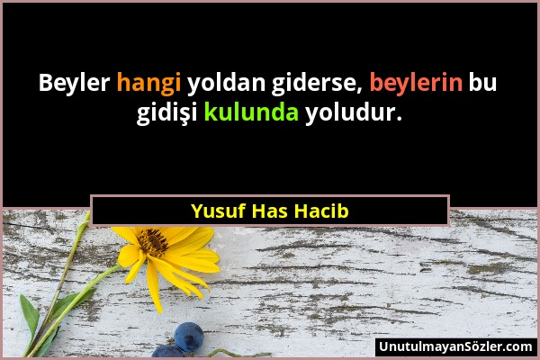 Yusuf Has Hacib - Beyler hangi yoldan giderse, beylerin bu gidişi kulunda yoludur....