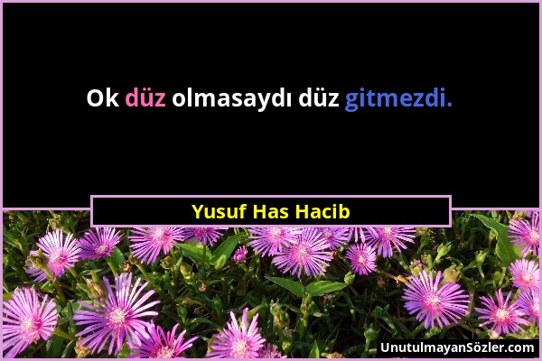 Yusuf Has Hacib - Ok düz olmasaydı düz gitmezdi....