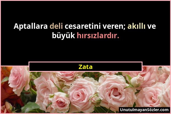 Zata - Aptallara deli cesaretini veren; akıllı ve büyük hırsızlardır....