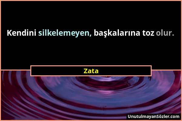 Zata - Kendini silkelemeyen, başkalarına toz olur....