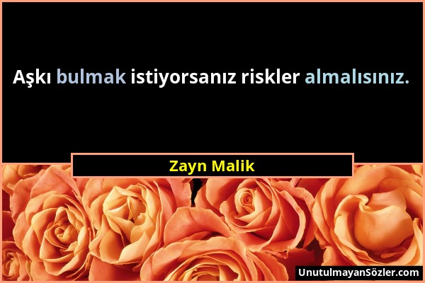 Zayn Malik - Aşkı bulmak istiyorsanız riskler almalısınız....