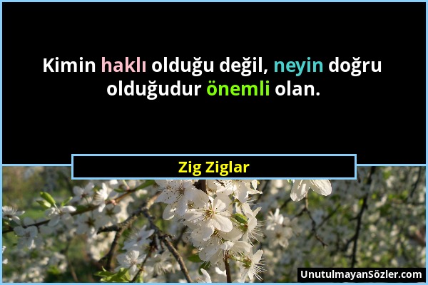 Zig Ziglar - Kimin haklı olduğu değil, neyin doğru olduğudur önemli olan....