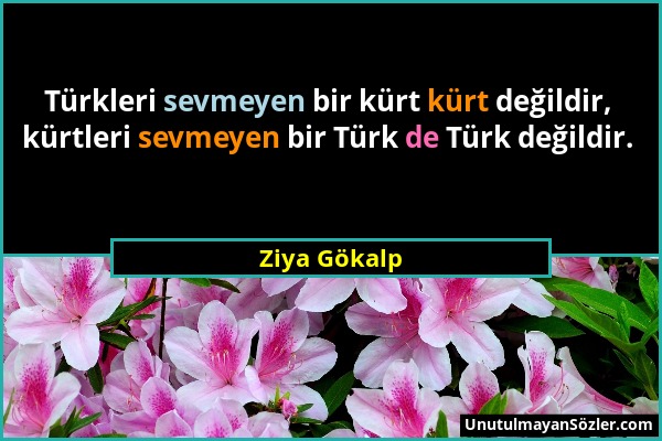 Ziya Gökalp - Türkleri sevmeyen bir kürt kürt değildir, kürtleri sevmeyen bir Türk de Türk değildir....