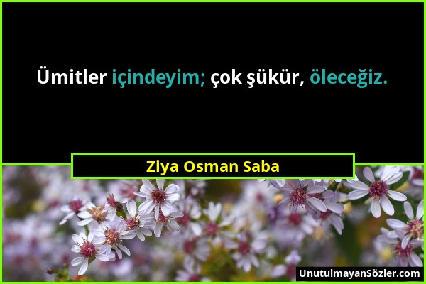 Ziya Osman Saba - Ümitler içindeyim; çok şükür, öleceğiz....