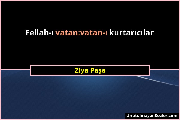 Ziya Paşa - Fellah-ı vatan:vatan-ı kurtarıcılar...