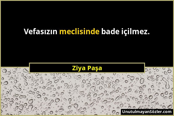 Ziya Paşa - Vefasızın meclisinde bade içilmez....