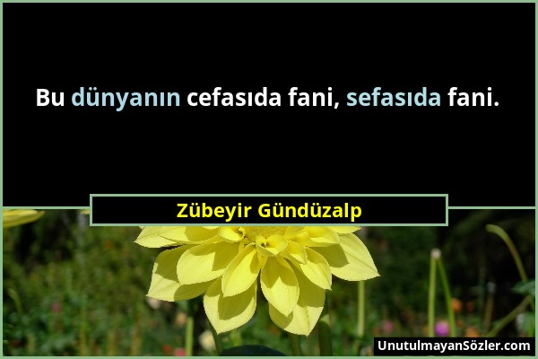 Zübeyir Gündüzalp - Bu dünyanın cefasıda fani, sefasıda fani....