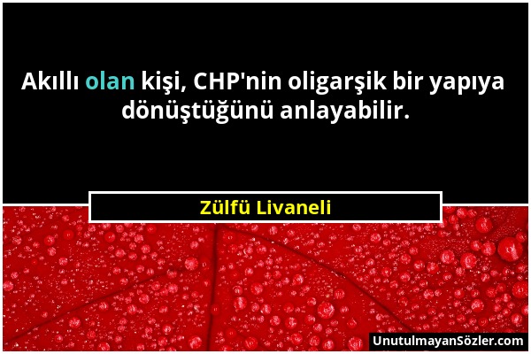 Zülfü Livaneli - Akıllı olan kişi, CHP'nin oligarşik bir yapıya dönüştüğünü anlayabilir....